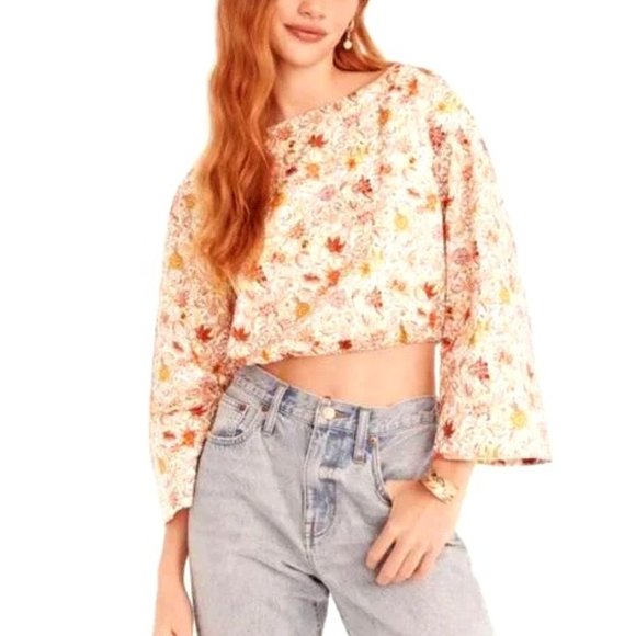 J Crew Cropped Top In Liberty Floral Print Cottagecore Prairie Whimsical - Picture 2 of 10